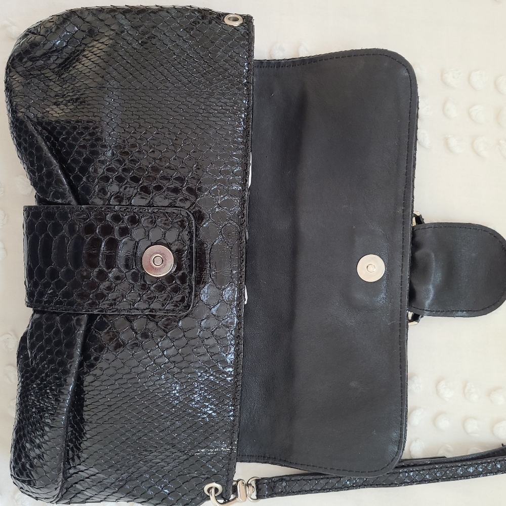 Silvano Biagini Python Snake Black Clutch Italy - image 8